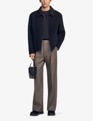 SANDRO Collared Zip-Up Wool -Blend Jacket detail 2