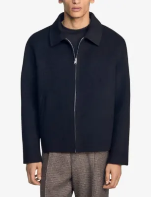 SANDRO Collared Zip-Up Wool -Blend Jacket detail 3