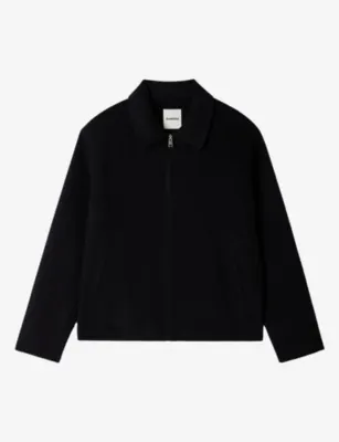 SANDRO Collared Zip-Up Wool -Blend Jacket