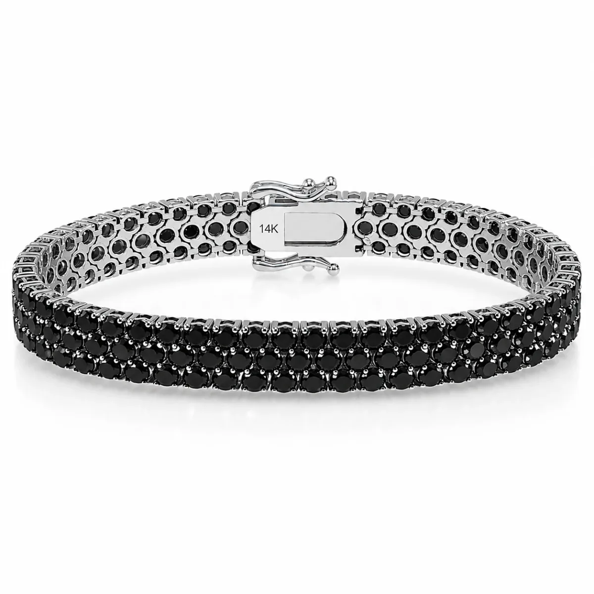 AHMED - MOON JEWELRY Black Elegance Triple-Row Tennis Bracelet 71647 in Rose Gold – Bracelet