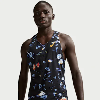 Nike AeroSwift Glam Men's Dri-FIT ADV Running Vest - Black/Laser Orange