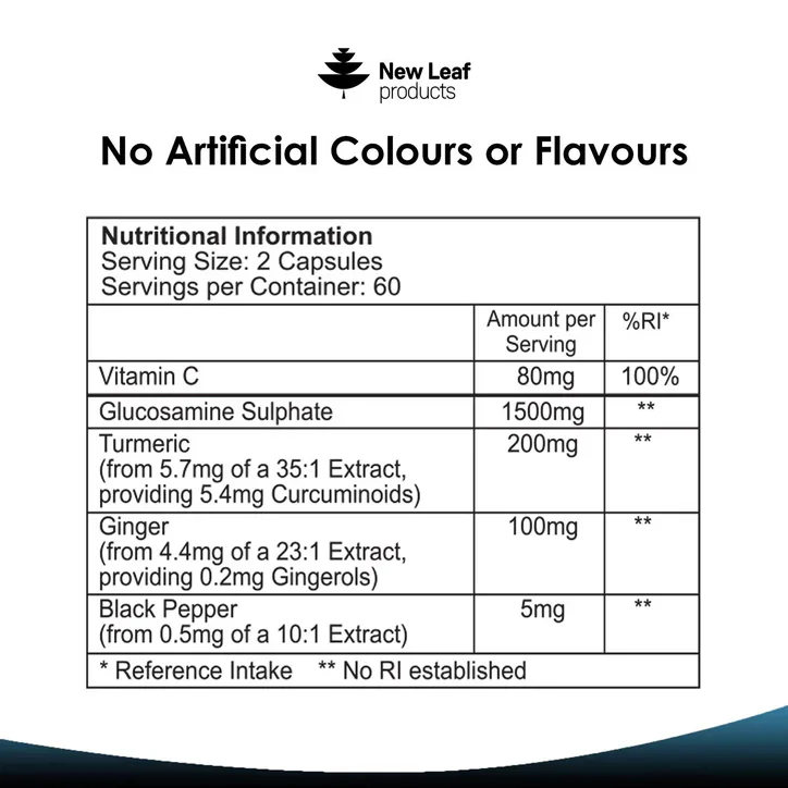 New Leaf Products Vegan Glucosamine Capsules 120s detail 2
