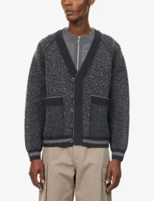 CRAIG GREEN Blanket Layered Wool-Blend Bomber Jacket in NAVY, additional product view 3