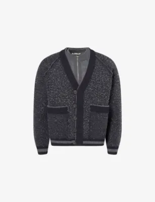 CRAIG GREEN Blanket Layered Wool-Blend Bomber Jacket in NAVY – Mens | Knitwear | Cardigans