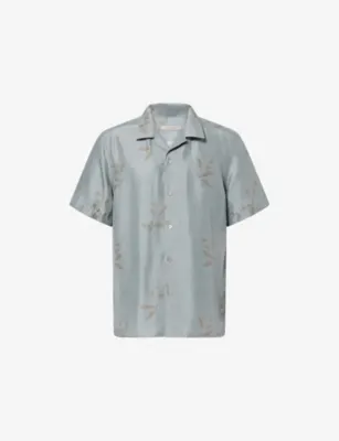 CORNELIANI Floral-Print Short-Sleeve Silk Shirt