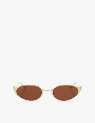 CARTIER CT0630S Oval-Frame Metal Sunglasses