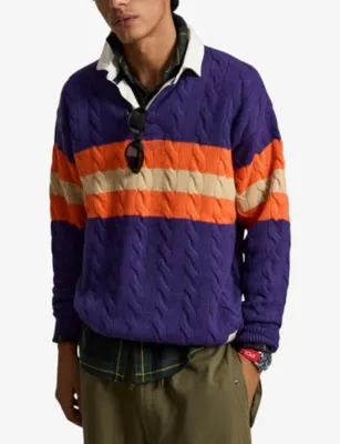 POLO RALPH LAUREN Cable-Knit Wool-Blend Rugby Polo Jumper detail 3