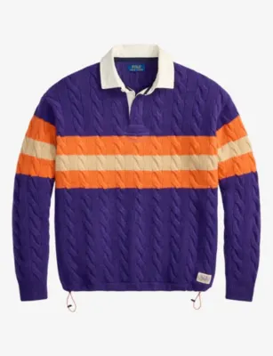 POLO RALPH LAUREN Cable-Knit Wool-Blend Rugby Polo Jumper