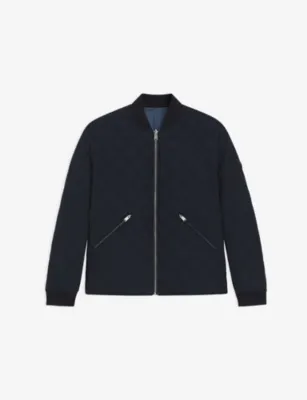 BOSS Reversible Band-Collar Quilted Jacket - DARK BLUE