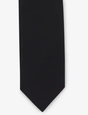 SANDRO Oversized Jacquard-Pattern Silk Tie in NOIR / GRIS, additional product view 2