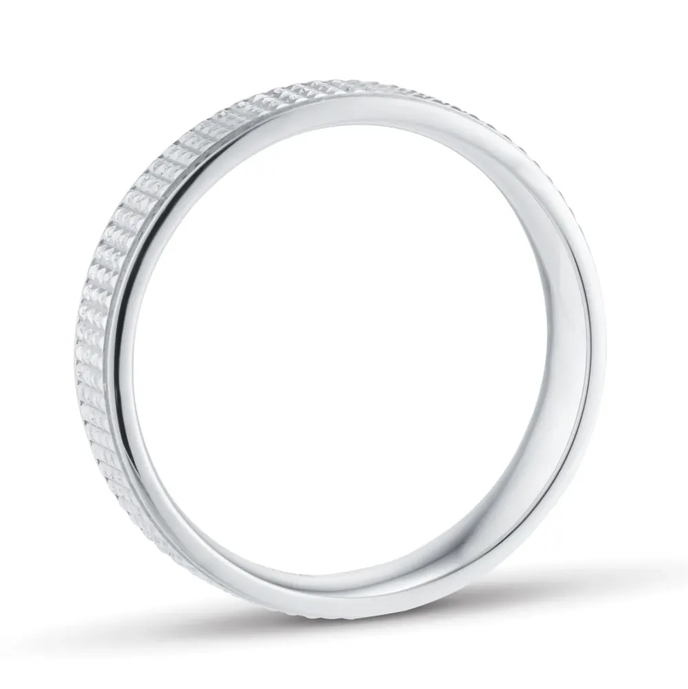For Him Platinum 5mm Fancy Pattern Wedding Ring detail 3