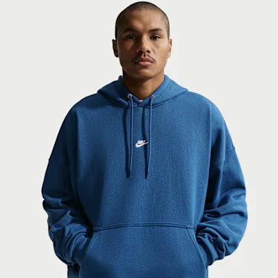 Nike Sportswear Club Men's Oversized French Terry Pullover Hoodie - Court Blue/Court Blue/White