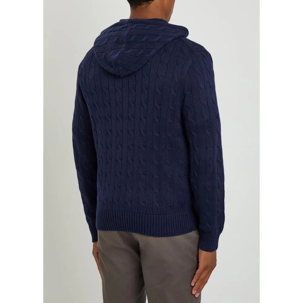 Polo Ralph Lauren Mens Cable-Knit Cotton Hooded Jumper detail 3