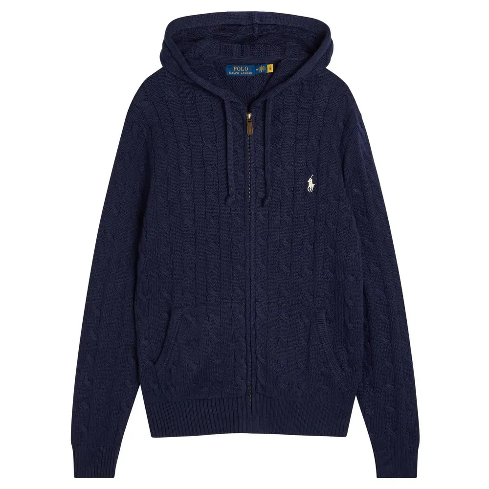 Polo Ralph Lauren Mens Cable-Knit Cotton Hooded Jumper