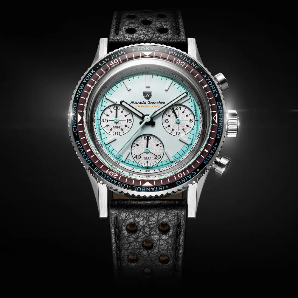 Nivada Grenchen Chronoking 38mm Mens Watch Blue in Blue, additional product view 2