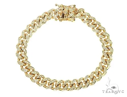 RINA - For Him FACTORY 10K Yellow Gold Diamond Cuban Link Bracelet 66089