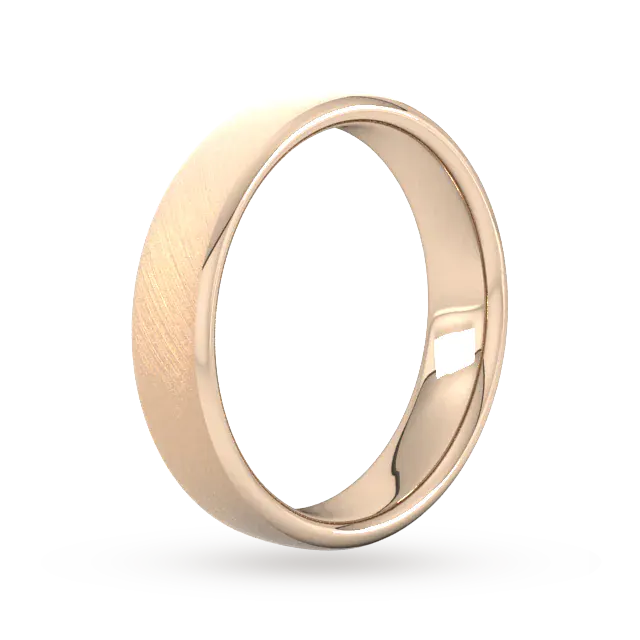 For Him 5mm Slight Court Standard Diagonal Matt Finish Wedding Ring In 18 Carat Yellow Gold detail 2