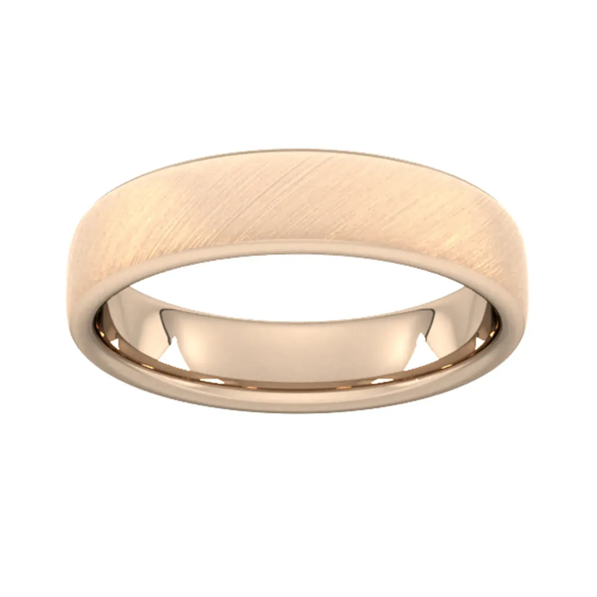 For Him 5mm Slight Court Standard Diagonal Matt Finish Wedding Ring In 18 Carat Yellow Gold