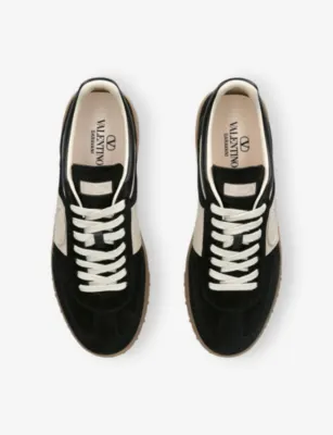 VALENTINO GARAVANI Upvillage Low Top Leather Trainers - EUR 43.5 / 9.5 UK MEN in BLK/BEIGE, additional product view 2