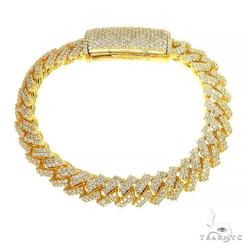 AHMED - MOON JEWELRY 2 Row Prong Set Diamond Cuban Bracelet 66929