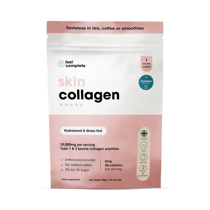 Feel Complete Skin Collagen Powder - Unflavoured Bovine Peptides 10,000mgs - 1 Month Supply 300g