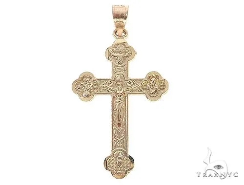MARYAM - For Him Factory (Mass Production) 10K Gold Jesus Cross 57069 in Rose – Pendant