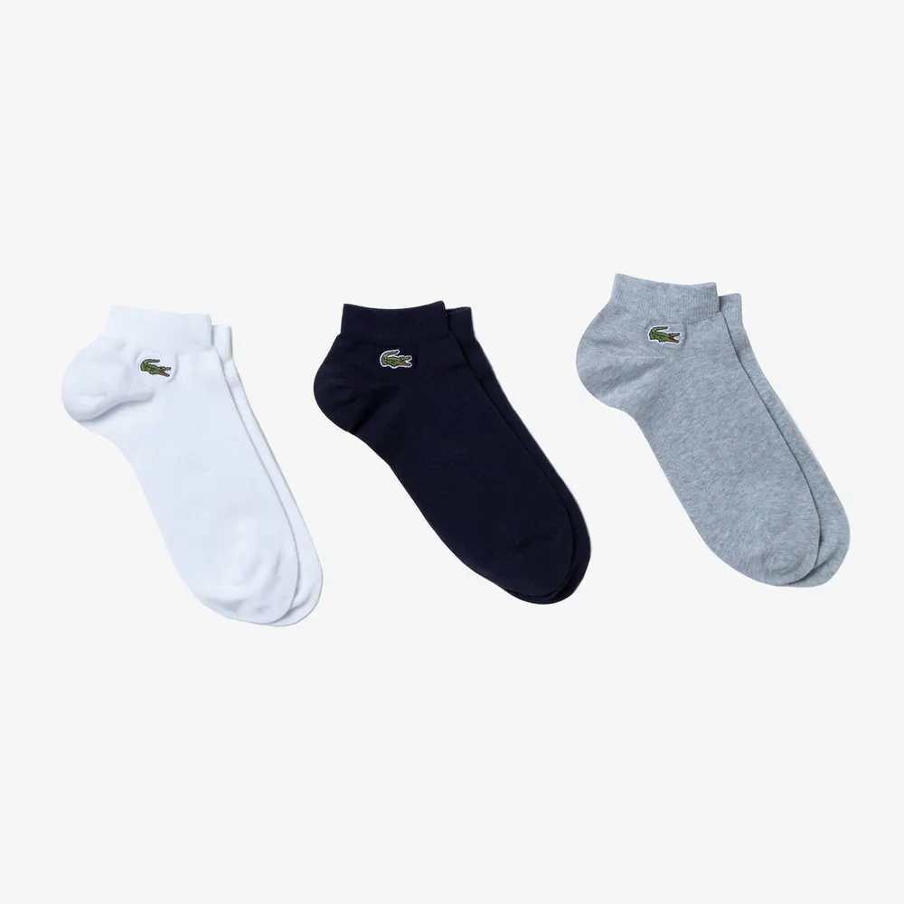 Lacoste Men's Cotton 3 Pack Logo Trainer Socks
