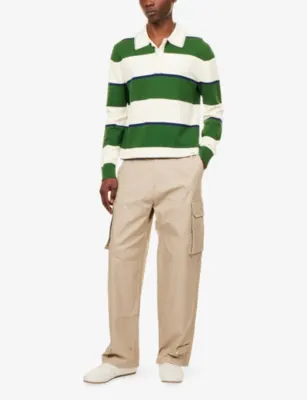 SIMKHAI Louis Popover Striped Cotton and Cashmere-Blend Polo Jumper detail 2