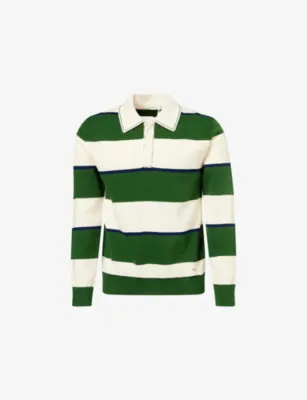 SIMKHAI Louis Popover Striped Cotton and Cashmere-Blend Polo Jumper