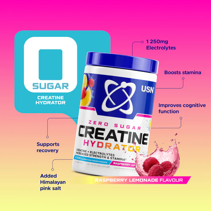 USN Creatine Hydrator Raspberry Lemonade 330g, additional product view 2