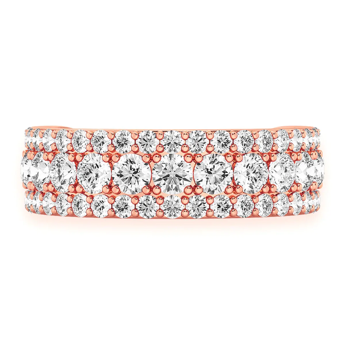 For Him Three Row Flat Band Ring in Rose Gold / Natural Diamond – Ring