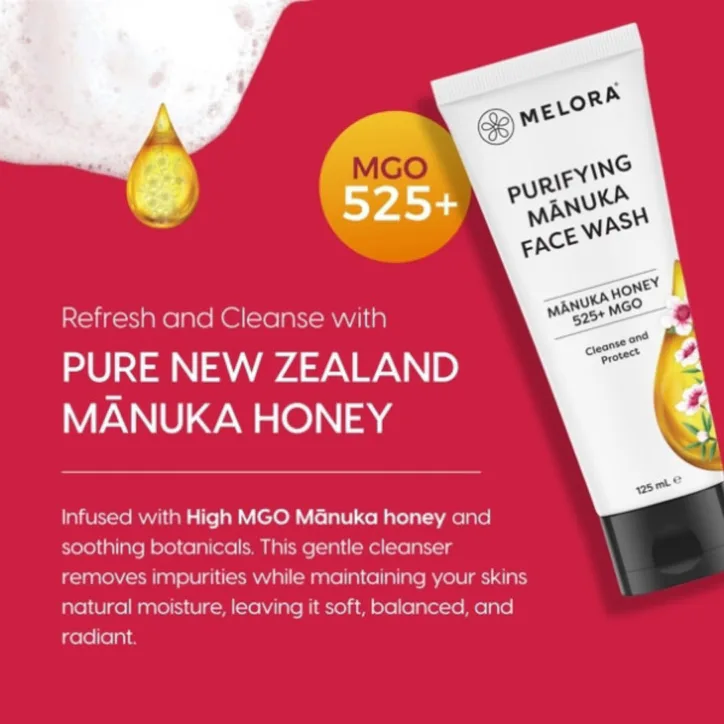 Melora Purifying Manuka 525MGO Face Wash 125ml, additional product view 2