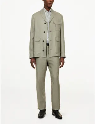 CORNELIANI Patch-Pocket Cotton Jacket in Green Coloured 053, additional product view 2