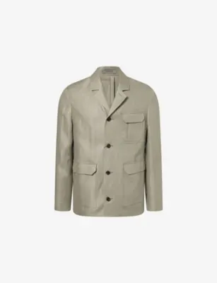 CORNELIANI Patch-Pocket Cotton Jacket in Green Coloured 053 – Mens | Blazers | Formal blazers