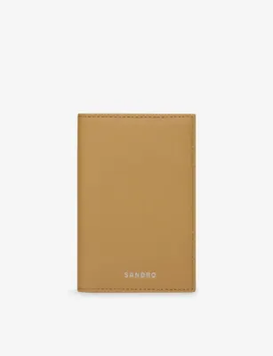 SANDRO Logo-Embossed Leather Cardholder in NATURAL – Mens | Backpacks