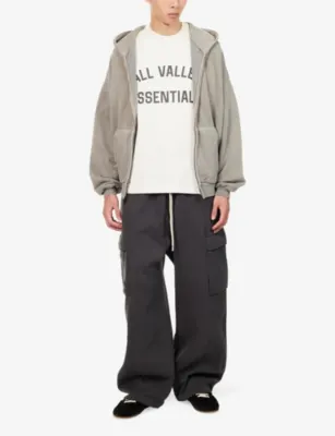 FEAR OF GOD ESSENTIALS 90's Zip-Up Cotton-Jersey Hoody detail 2