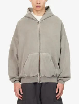 FEAR OF GOD ESSENTIALS 90's Zip-Up Cotton-Jersey Hoody detail 3