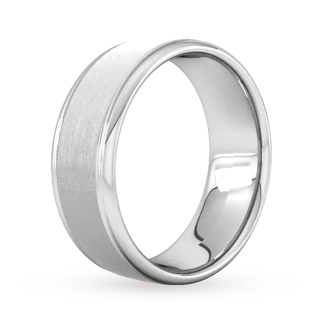 For Him 8mm Slight Court Heavy Matt Centre With Grooves Wedding Ring In 18 Carat Yellow Gold detail 2