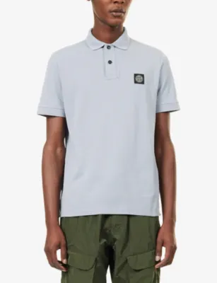STONE ISLAND Logo-Patch Stretch-Cotton Polo Shirt detail 3