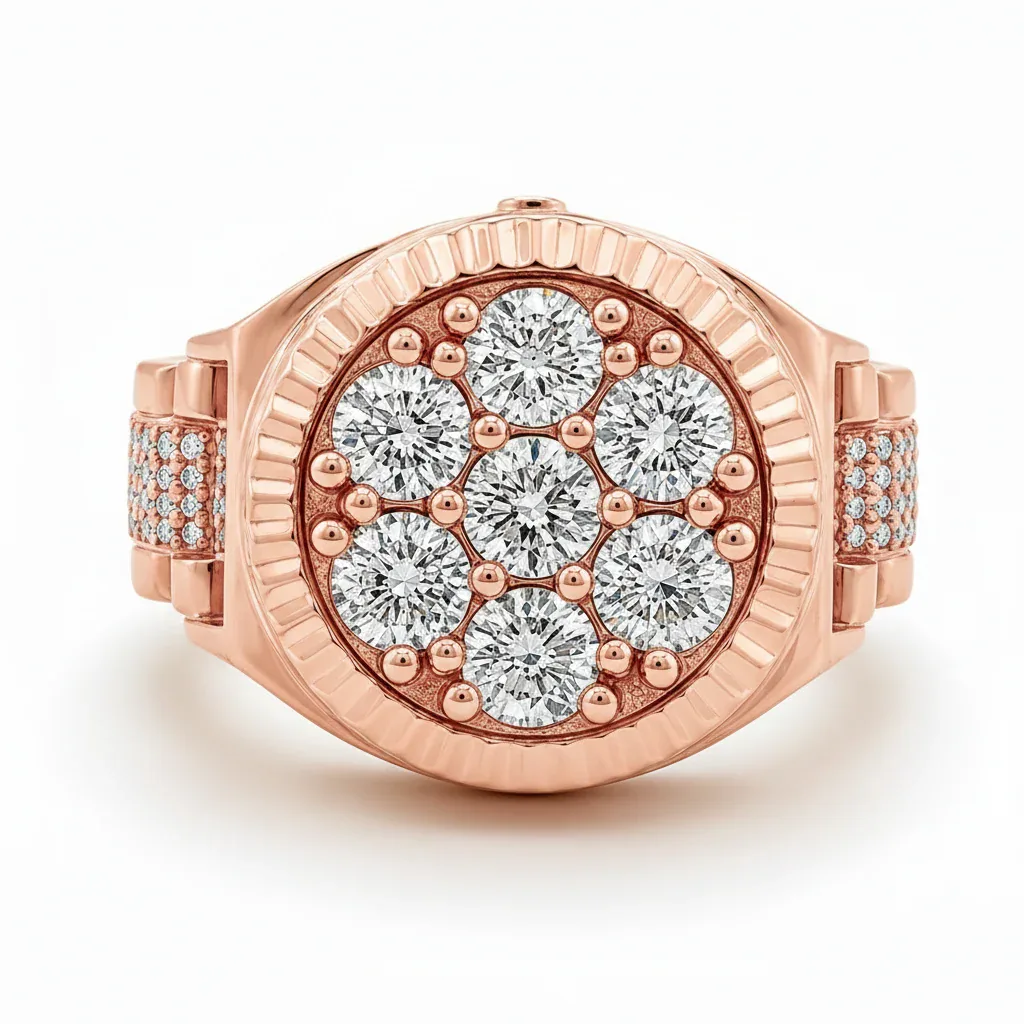 RINA - For Him CUSTOM Custom Made Rolex Style Diamond Ring 67378 in Rose Gold / Lab-Grown – Ring