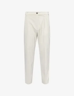 DUNHILL Double-Pleated Straight-Leg Cotton Blend Chino Trousers - 32R