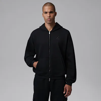 Jordan Brooklyn Men's Oversized Fleece Full-Zip - Black/Black/Dark Smoke Grey