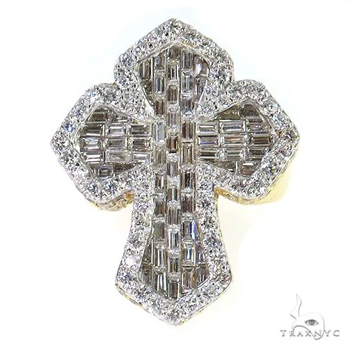 JALGAS - AMERICAS GOLD Baguette Diamond Cross Ring 68800 in Yellow / 10 – Ring