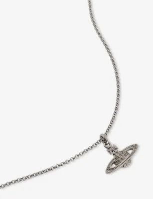 VIVIENNE WESTWOOD Bas Relief Orb mini silver-toned brass and Swarovski crystal necklace detail 3