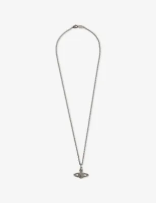 VIVIENNE WESTWOOD Bas Relief Orb mini silver-toned brass and Swarovski crystal necklace