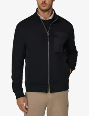 BOGGI MILANO Patch-Pocket Zipped Cotton-Blend Sweatshirt detail 3