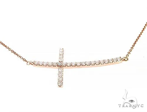 RINA - For Him FACTORY 14K Gold Prong Diamond Cross Necklace 36639 in Rose Gold – Necklaces
