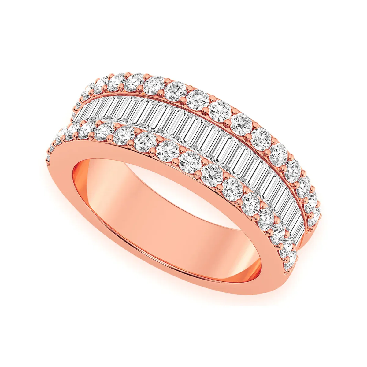 For Him Baguette & Round Border Diamond Ring in Rose Gold / Natural Diamond – Ring