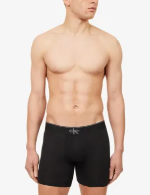 CALVIN KLEIN Graphic Monogram Pack of Three Stretch-Cotton Boxer Briefs detail 2
