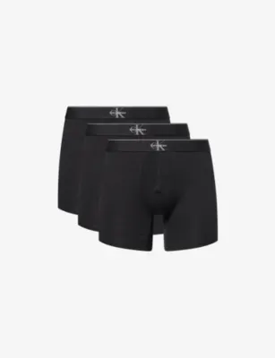 CALVIN KLEIN Graphic Monogram Pack of Three Stretch-Cotton Boxer Briefs